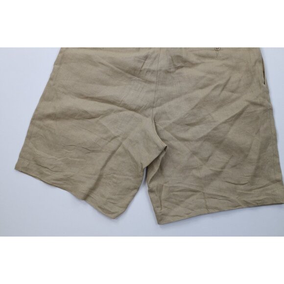 Vintage 90s Ralph Lauren Mens 32 Distressed Linen Above Knee Chino Shorts Beige - Picture 15 of 16